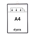 Djois rámeček s kapsou a očkem, A4, otevřený shora, černý, 5 ks