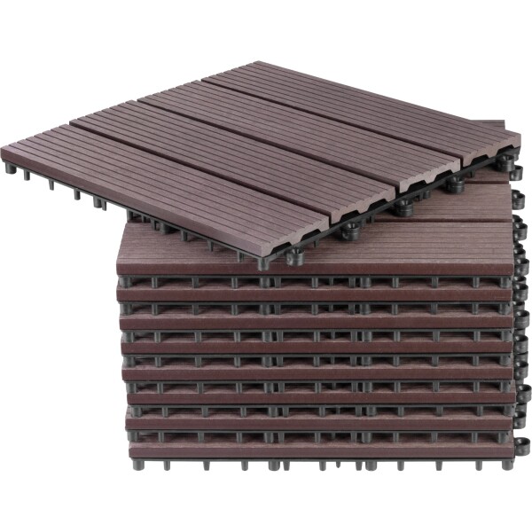 Chodník do zahrady, 31x31cm, plast s WPC efektem dřeva, bal. 9ks, hnědý, STREND PRO