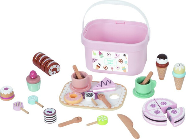 Dřevěný čajový set v kyblíku