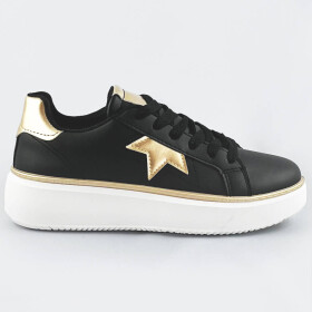 Černo-zlaté šněrovací tenisky sneakers s hvězdičkou (BB126A) černá XL (42)