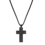 Pánský ocelový náhrdelník Miquel - chirurgická ocel, kříž, Černá 65 cm