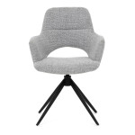 Židle jídelní, šedá látka, 360° vratný mechanismus, černý kov
