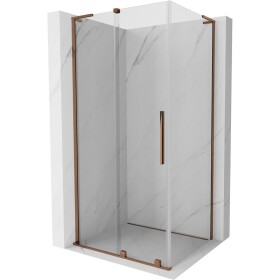 MEXEN/S - Velar L sprchový kout, posuvné dveře 90 x 110, transparent, růžové zlato 871-090-110-03-60