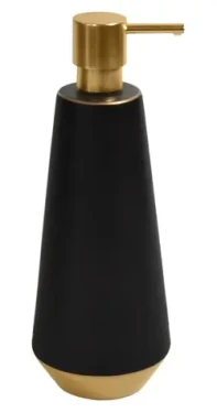 Spirella JOSHUA černo-zlatý / Dávkovač mýdla / keramika / 650 ml