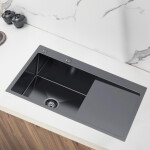 VELAZO - Kuchyňský dřez z oceli 78 x 49 PVD grafit s odkapávačem vpravo VELAZ7849LB