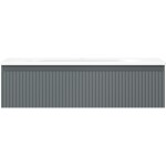MEXEN/S - Rivel koupelnová skříňka 90 cm s umyvadlem Vela, 1 šuplík, reliéf , grafit mat/bílá mat 91A20-09023-1-BF66-W23M01