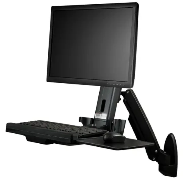 StarTech Nástěnný sit-stand držák monitoru černá / Nástěnný držák monitoru / VESA 75x100 / nosnost 8 kg / rotace 360° (WALLSTS1)