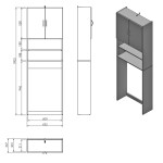 AQUALINE - SIMPLEX ECO skříňka za pračku 63x25x190cm, bílá SIME715