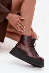Kožené kotníčkové boty na masivní platformě Maciejka 06309-32 metalický hnědý 38