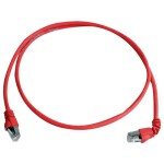 Telegärtner 100008014 RJ45 síťové kabely, propojovací kabely CAT 6A S/FTP 0.5 m červená samozhášecí, S průchodkou chránící proti zlomení 1 ks