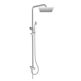 Mereo Sprchový set s tyčí, hadicí, ruční a talíř. hranatou sprchou, slim, nerez CB95001SS2