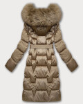 Béžová dámská zimní bunda s páskem S'West (B8305-12) odstíny béžové M (38)