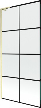MEXEN/S - Next L vanová zástěna FIX 90 x 150, černá vzor, zlatá kartáčovaná 895-090-000-03-77-55