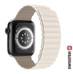 SWISSTEN Silikonový magnetický řemínek pro Apple Watch 42/44/45/49mm bílá-capuccino (46000515)