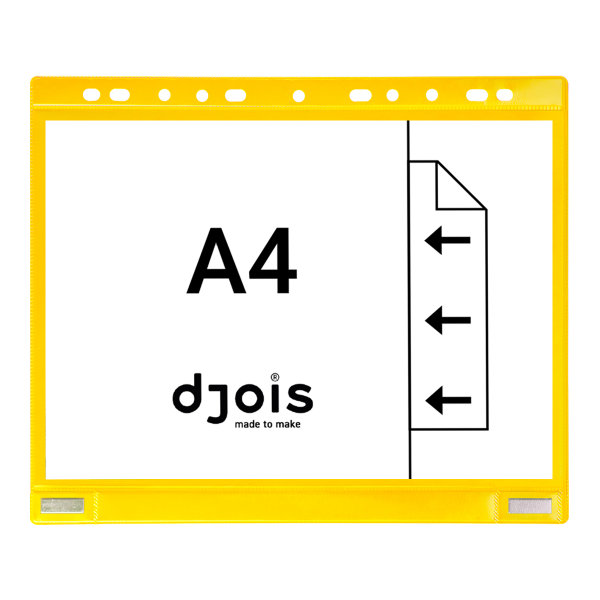 Djois kapsy na dokumenty s euroděrováním a magnetem, A4, žlutá, 5 ks