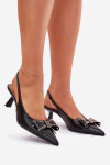 Lodičky Na Podpatku S Mašlí Černé Folesca 38