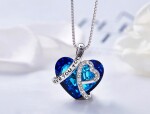 Exkluzivní náhrdelník Swarovski Elements Love You Forever - srdíčko, Tmavě modrá 40 cm + 5 cm (prodloužení)