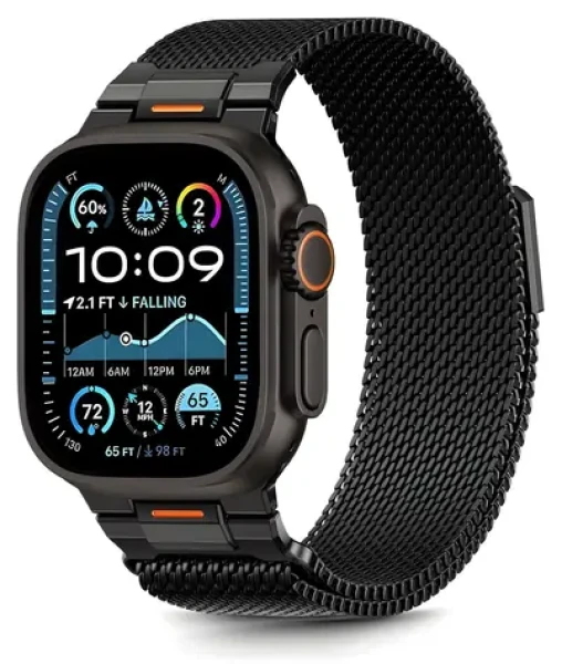 Tech-Protect Milano Vanguard černá / Řemínek pro Apple Watch / milánský tah / 44/45/46/49 mm