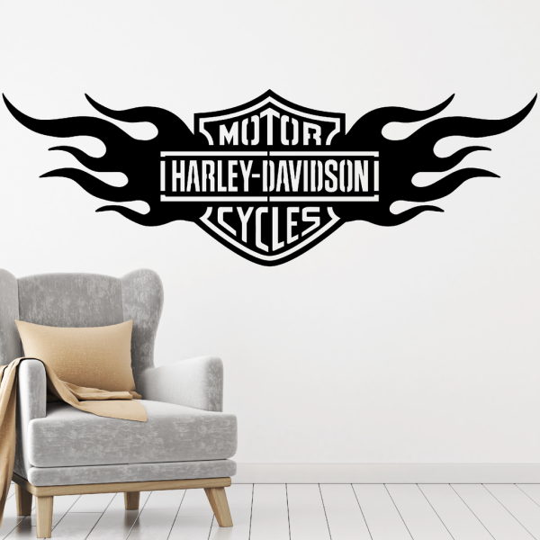 Samolepka Harley Davidson oheň Barva: černá, Velikost: 60 x 20 cm