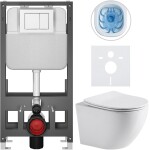 CERANO Kompletní WC set Basic/Cesso - bílá lesklá - WC tlačítko Maxio/Bílá - volně stojící - předstěnová instalace - 49x36 cm - 8050BD85942