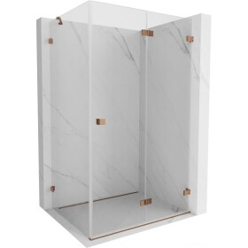 MEXEN/S - Lunar-F sprchový kout skládací dveře pravá 90 x 80, transparent, różowe złot 836-090-080-60-00-P