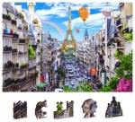 WOODEN CITY Dřevěné puzzle Rušná Paříž 2v1