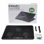 EVOLVEO Ania 9 RGB černá / chladící podstavec pod notebooky 10" - 17" / 17070 mm ventilátory (ANIA9)