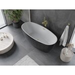 MEXEN/S - Olea volně stojící vana vzor 170 x 80, bílá/černá, sifon a přepad zlatá kartáčovaná 52821708075-55