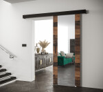 Posuvné dveře Salwador II Dveře: Černý Marmur, Pásky / úchyty: Stříbrné, Horní pojezdová lišta: Černá