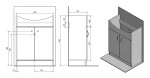 AQUALINE - SIMPLEX ECO 65 umyvadlová skříňka včetně umyvadla 63x83,5x30,7cm SIME650