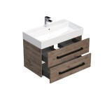 Koupelnová skříňka s černou úchytkou a umyvadlem SAT Cube Way 80x53x46 cm dub Wellington mat CUBE46C802DWSAT CUBE46C802DWSAT