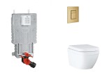 GROHE - Uniset Set předstěnové instalace, klozetu, sedátka SoftClose a tlačítka Skate Cosmopolitan, Triple Vortex, kartáčovaný Cool Sunrise SANI15BB4106