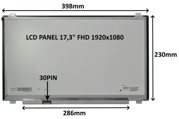 17,3" SIL LCD panel FHD IPS matný / Náhradní díl / 30 PIN / úchyty nahoře a dole / LED (77047910)