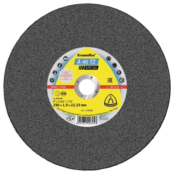 Klingspor A 46 TZ Special 224084 řezný kotouč rovný 230 mm 25 ks nerezová ocel, ocel