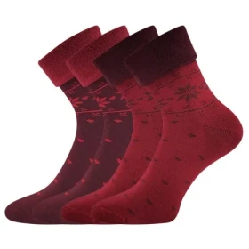 LONKA Ponožky dámské celofroté FROTANA s norským vzorem RED WINE (vínová/tmavě červená) (2 páry) 35-38 117863