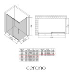 CERANO - Sprchový kout Lantono L/P - 8 mm - Soft-Close - černá matná, transparentní sklo - 140x90x195 - posuvný CER-433178