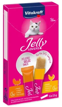 Vitakraft Jelly Lovers kuře a krůta 6x15g / Pamlsek pro kočky / Želé (493-2459470)