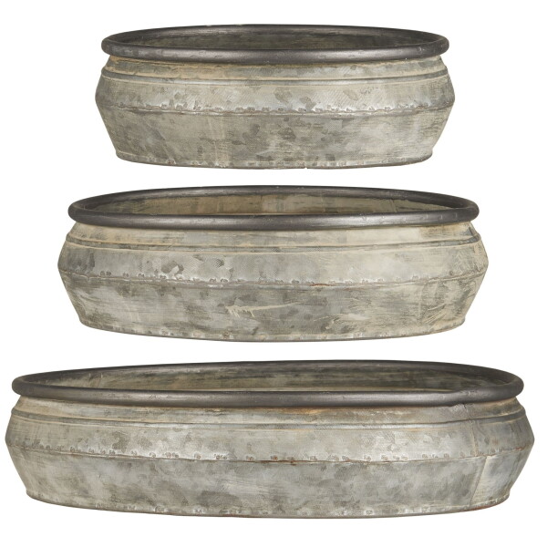 Ib Laursen Plechový obal na květiny Bowl Urban Garden M, šedá barva, kov