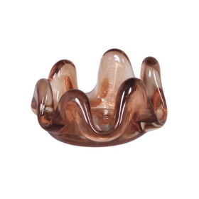 Strömshaga Skleněný svícen na čajovou svíci Clara Light Brown Small, hnědá barva, sklo