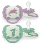 Philips Avent Dudlík Ultrasoft Night 6-18 m zelená, šeříková / Silikonový dudlík / 2 ks