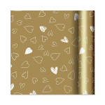 Dárkový papír - role 2 m × 70 cm - Srdíčka na zlaté - Albi
