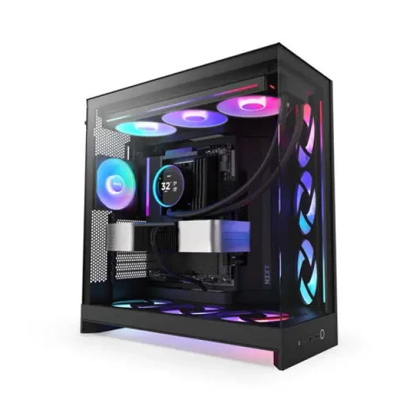 NZXT H9 Flow RGB (2025) černá / E-ATX / 2x USB-A 3.2 / 1x USB-C 3.2 / 3x 140mm ARGB / 1x 120mm / bez zdroje (CM-H92FB-R1)
