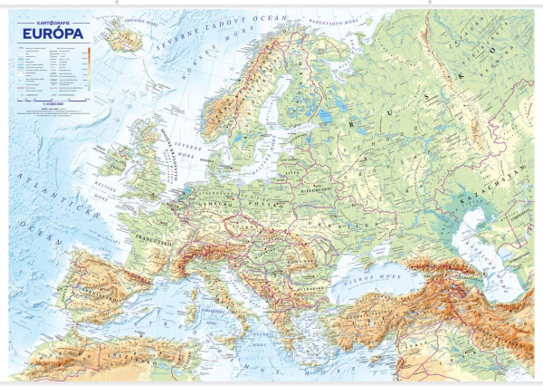 Európa – štáty a reliéf, office, nástěnná 1 : 4 500 000