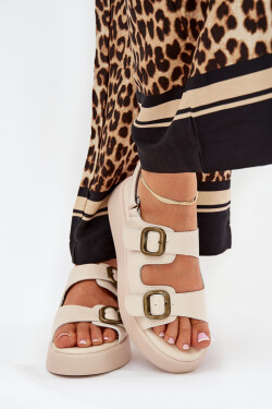 Dámské Sandály Na Platformě A Klínu S Přezkami Béžové Genorre 39