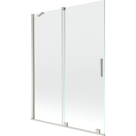 MEXEN/S - Velar dvoukřídlá posuvná vanová zástěna 130 x 150, transparent, nikl kartáčovaný 896-130-000-01-97