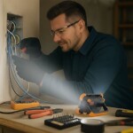 LED reflektor 10W, přenosný, nabíjecí, 1000lm, oranžovo-černý SWM10WRE