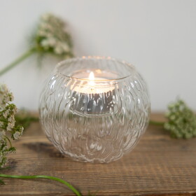 Storefactory Skleněný svícen na čajovou svíčku Skirebo Small, čirá barva, sklo