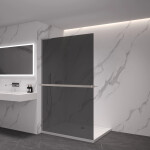 CERANO - Sprchová zástěna Walk-in Onyx L-levá vzpěra - 10 mm + polička/držák na ručníky - chrom, grafitové sklo - 130x200 CER-8050BD74690