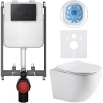 CERANO - Kompletní WC set Basic/Cesso - bílá matná - WC tlačítko Modulo/Černá - pro zazdění - 49x36 CER-8050BD86276