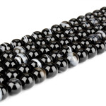 Přírodní pruhovaný achát - černý - třída A - ∅ 6 mm - 1 ks